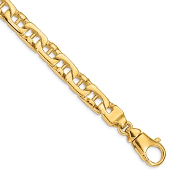 14K Yellow Gold 8.5mm Hand-Polished Fancy Link Bracelet