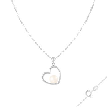 7.5-8mm Button White Cultured Freshwater Pearl Rhodium Over Sterling
Silver Pendant