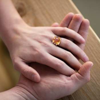 Madeira Citrine 14K Yellow Gold Cocktail Ring 15ctw
