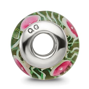 Sterling Silver Green Hand-blown Glass Bead