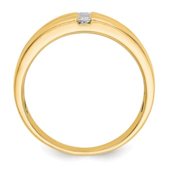 14K Yellow Gold Lab Grown Diamond Polished and Satin Men's Ring