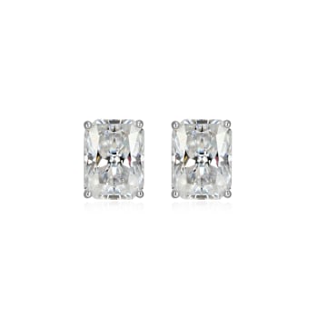 Emerald Cut Moissanite Platineve Stud Earrings 3.50ctw DEW