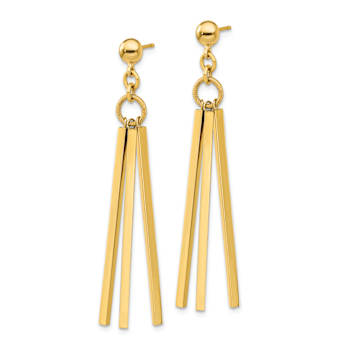 14k Yellow Gold Polished 3 Bar Dangle Earrings