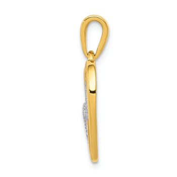 14K Two-tone Gold  Diamond Entwined Hearts Pendant