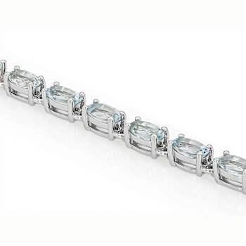 Aquamarine Tennis Bracelet In Sterling Silver 4.62ctw