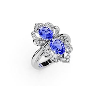 14K White Gold Tanzanite and Diamond Ring 1.74 ctw