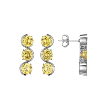 Yellow Cubic Zirconia Platinum Over Silver November Birthstone Earrings 7.99ctw