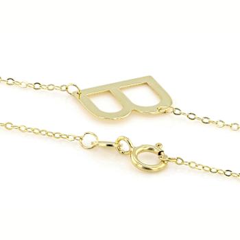 Sideways Initial B Necklace In Solid 14K Yellow Gold 18 Inch