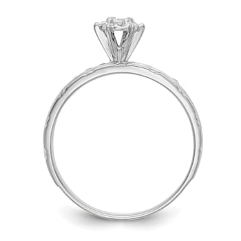 Rhodium Over 14K White Gold AA Quality Trio Engagement Ring 0.13ctw
