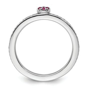 14K White Gold Stackable Expressions Rhodolite and Diamond Ring 0.075ctw