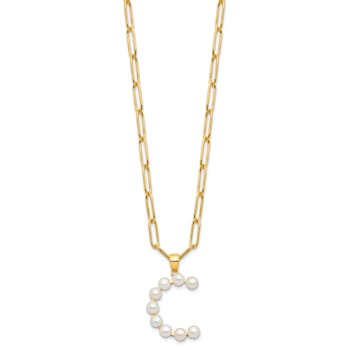 Gold Tone Sterling Silver 3-5.5mm Freshwater Cultured Pearl LETTER C
18-inch Necklace