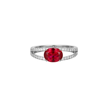 Lab Created Ruby And White Cubic Zirconia Platinum Over Sterling Silver
Ring 1.72ctw