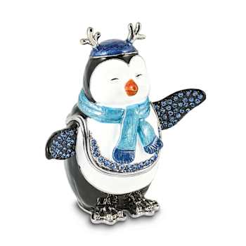 PERCY Penguin with Scarf Trinket Box