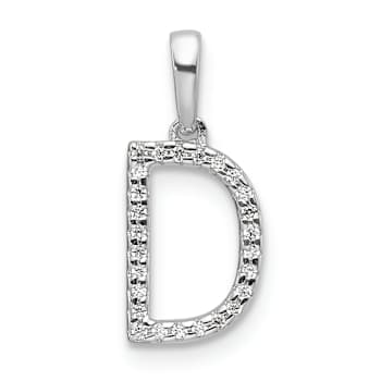 Rhodium Over 14k White Gold Diamond Letter D Initial Pendant