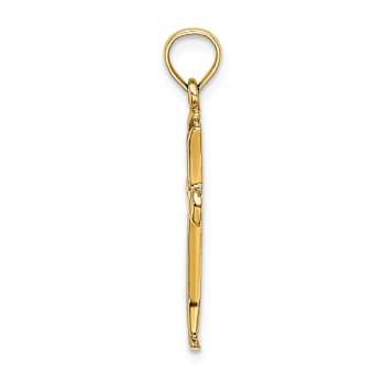 14k Yellow Gold Polished Beveled Cut-out Cross Pendant