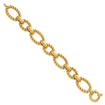14K Yellow Gold Mixed Twisted Link 8-inch Bracelet