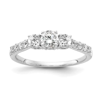 Rhodium Over 14K White Gold Lab-Grown Diamond SI1/SI2, G H I, 3-Stone
Engagement Ring