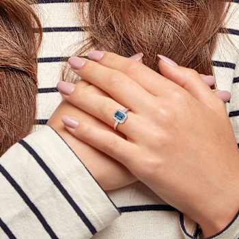 London Blue Topaz & Diamond 14K Yellow Gold Halo Ring 1.26ctw