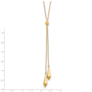 14K Yellow Gold Polished Adjustable Y Drop Necklace