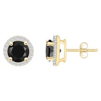 6mm Round Black Onyx And Created White Sapphire 10k Yellow Gold Halo
Stud Earrings