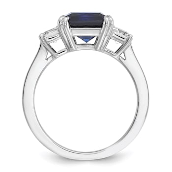 Rhodium Over Sterling Silver Polished Fancy Blue and White Cubic
Zirconia Ring