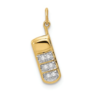14K Two-tone Gold Textured Diamond Cell Phone Charm