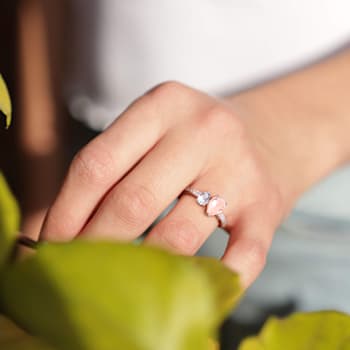2ctw Morganite, Aquamarine And White Topaz 10k Rose Gold Ring