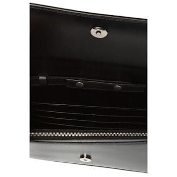 Balenciaga Black Calfskin Leather Silver Logo Chain Wallet Bag