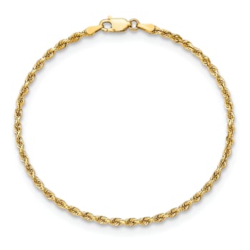 10k Yellow Gold 2.75mm Diamond-Cut Quadruple Rope Link Bracelet