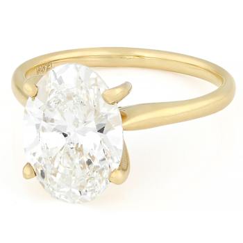 Lab-Grown Diamond Oval Solitaire Ring In 14K Gold 4.00ct