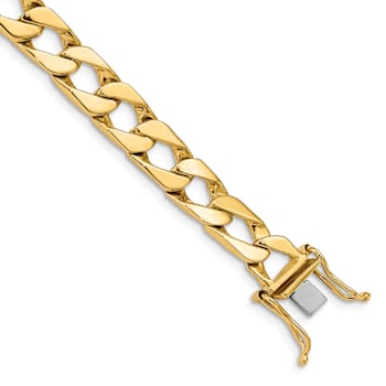 10k Yellow Gold and 10k White Gold 7.9mm Hand-polished Fancy Curb Link Bracelet