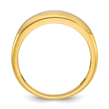 10K Two-tone Yellow Gold with White Rhodium Men's Polished Two-Row
Diamond Ring 0.73ctw