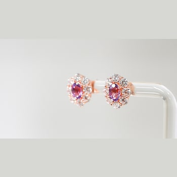 Amethyst and CZ 0.95 Ctw Round 18K Rose Gold Over Sterling Silver Center
Design Earrings Jewelry
