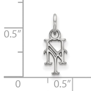 Rhodium Over Sterling Silver MLB New York Mets LogoArt Pendant