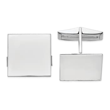 Rhodium Over 14K White Gold Men's Square Cuff Links