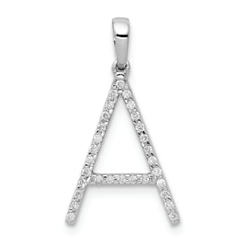Rhodium Over 14K White Gold Diamond Letter A Initial Pendant