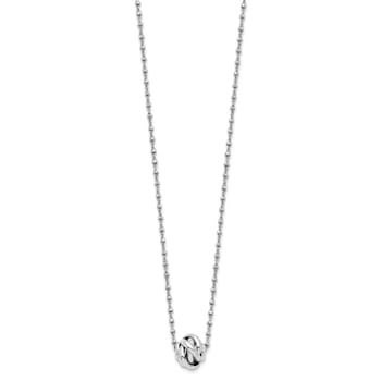Sterling Silver Rhodium-plated Polished Love Knot Diamond-cut Chain Necklace