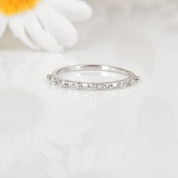 Rhodium Over Sterling Silver Lab Grown Diamond Stackable Half Eternity
Band Ring VS G-H