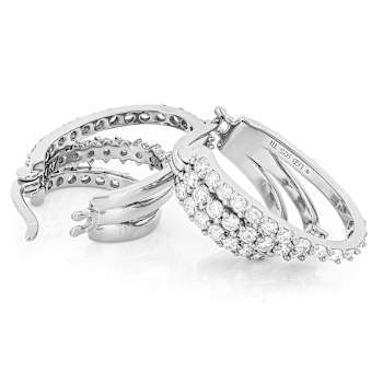3 Row Lab-Grown Diamond Hoop Earrings In PlatInum Over Sterling Silver