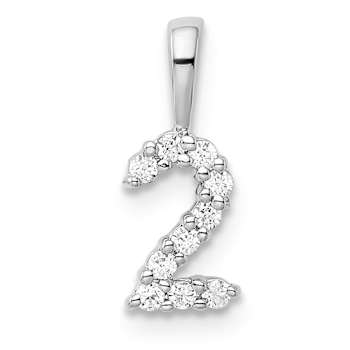 Rhodium Over 14k White Gold Diamond Number 2 Pendant