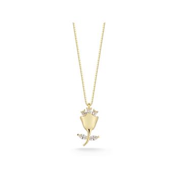 Sterling Statements 14K Yellow Gold Over Sterling Silver CZ Rose Necklace