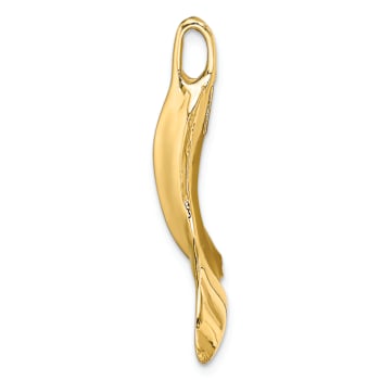 14k Yellow Gold 3D Polished Whale Tail Chain Slide Pendant