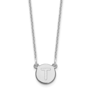 Rhodium Over 14k White Gold Tiny Circle Block Letter T Initial Pendant
Cable Link 18 Inch Necklace
