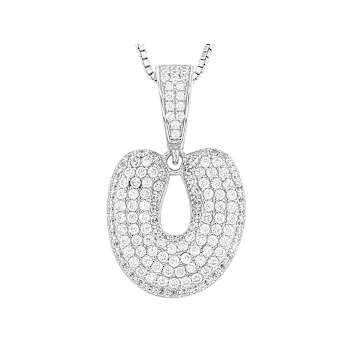 CZ Initial U Bubble Letter Pendant Necklace In Sterling Silver 1.8ctw