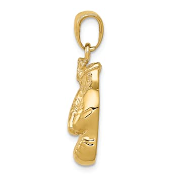 14k Yellow Gold Solid Polished Open-backed Boxing Gloves Pendant
