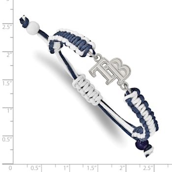 Stainless Steel MLB LogoArt Tampa Bay Rays Adjustable Cord Bracelet