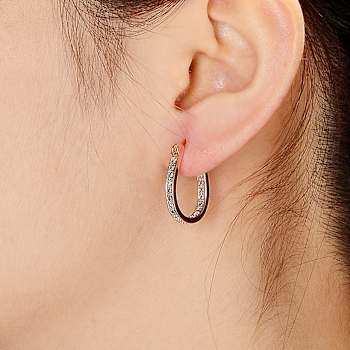 CZ U-Hoop Earrings In 18K Rose Gold Over Sterling Silver