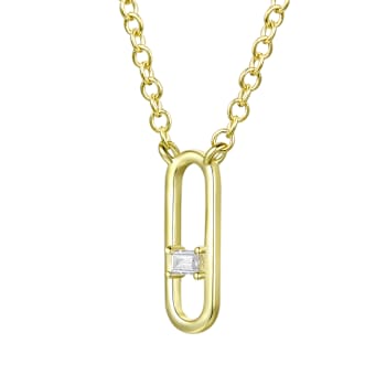 CZ Pave Station Necklace In 14K Gold Over Brass