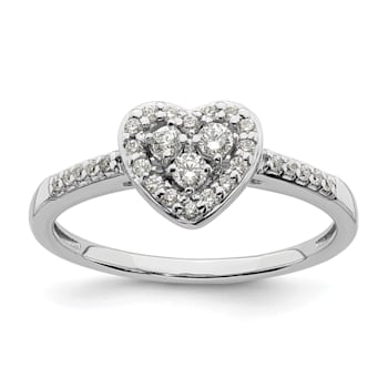 Rhodium Over 10K White Gold Lab Grown Diamond Cluster Heart Engagement
Ring 0.266ctw