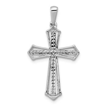 Rhodium Over 14k White Gold Diamond Passion Cross Pendant